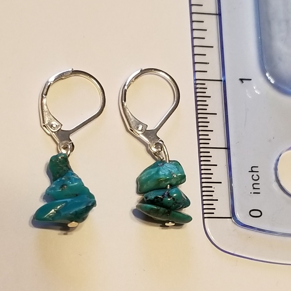 NEW Turquoise Nugget & 925 Sterling Earrings